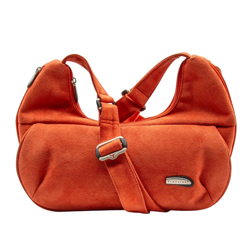 TRAVELON Expandable Purse Ultrasuede Hobo Crossbody Bag Hidden Front Flap